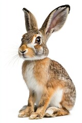 Obraz premium Adorable Hare on White Background: Capturing Nature's Charm and Elegance in Stock Photography