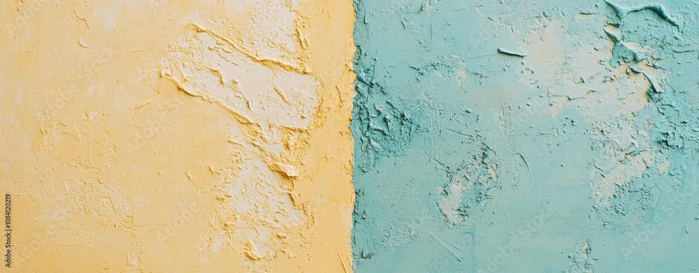 Poster yellow and light blue halves of textured background create a visually appealing contrast, perfect fo