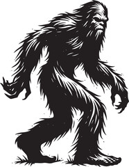 Giant Bigfoot Yeti silhouette vector illustration isolated on white background © Md Hasan