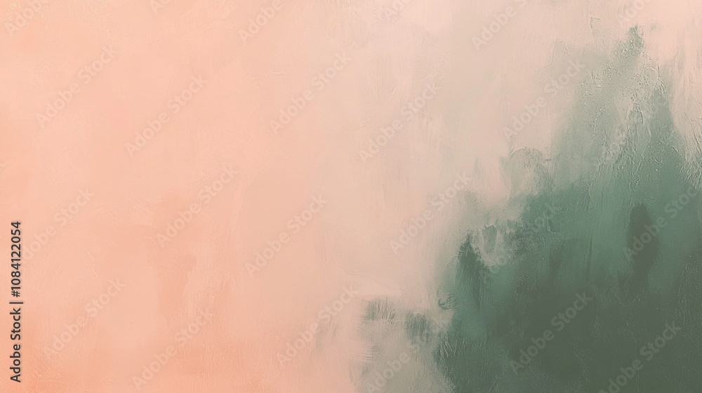 Poster Peach and green painted abstract background creating a subtle and elegant design, perfect for various creative projects