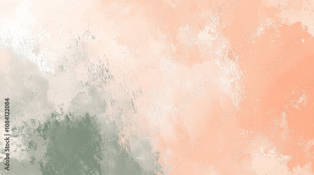 Poster Peach and green pastel colors blend together in a gradient, creating a textured abstract background with a smooth transition