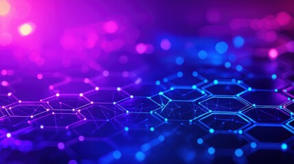 Obraz premium Neon hexagonal patterns digital space abstract art futuristic environment close-up view technology concept