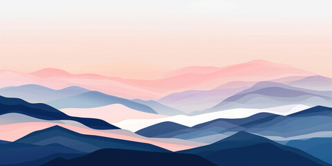 Obraz premium Tranquil and peaceful mountain illustration