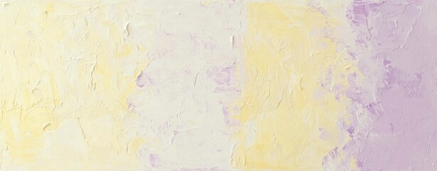 Fototapeta premium Textured impasto painting background with yellow, white, and purple hues, perfect for any design project. Brushstrokes and layers of acrylic paint create a modern feel