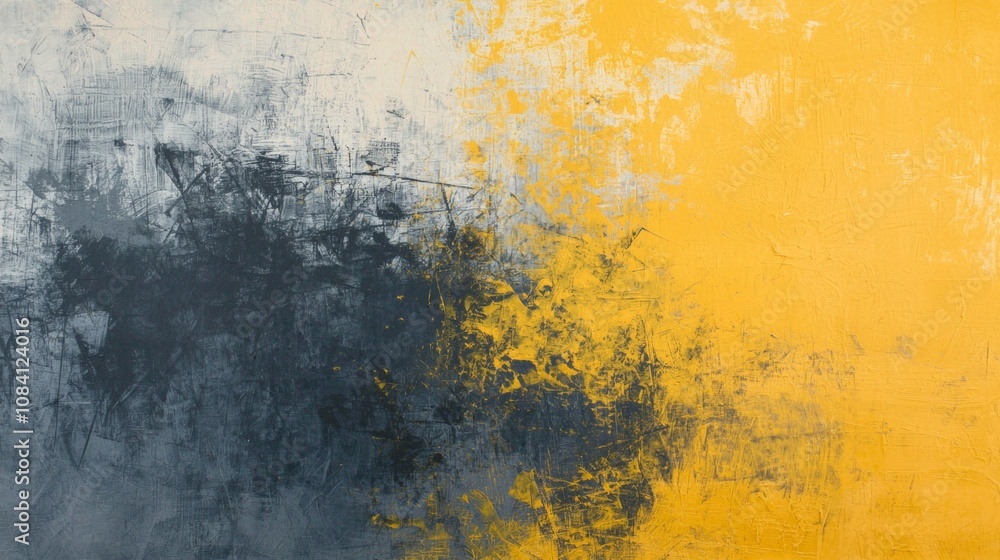 Poster abstract painted canvas background blending yellow and dark gray colors with visible brush strokes a