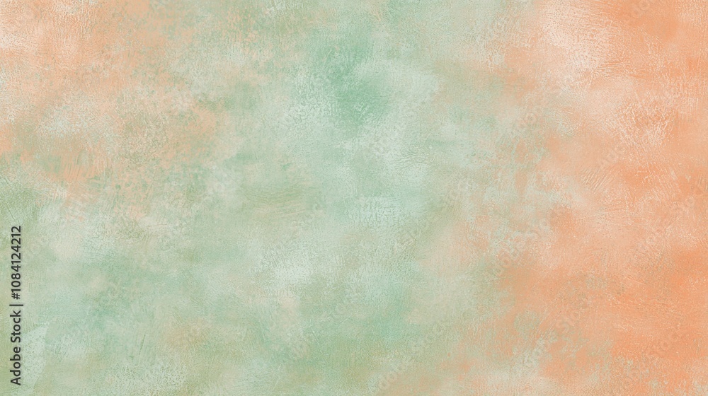 Poster green and orange hues blend seamlessly in a textured background, creating a soft, dreamy atmosphere,