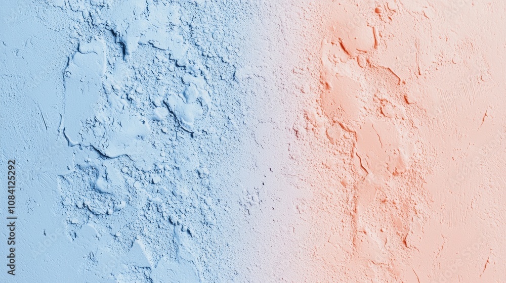 Poster gradient background texture going from light blue to orange, featuring a textured wall with cracks a