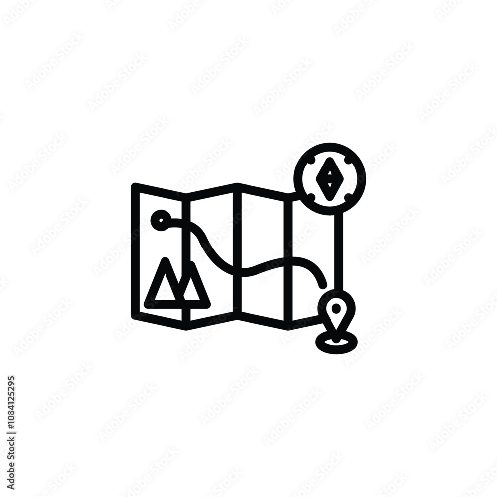 Poster orienteering icon or logo design isolated sign symbol vector illustration - high quality line style 