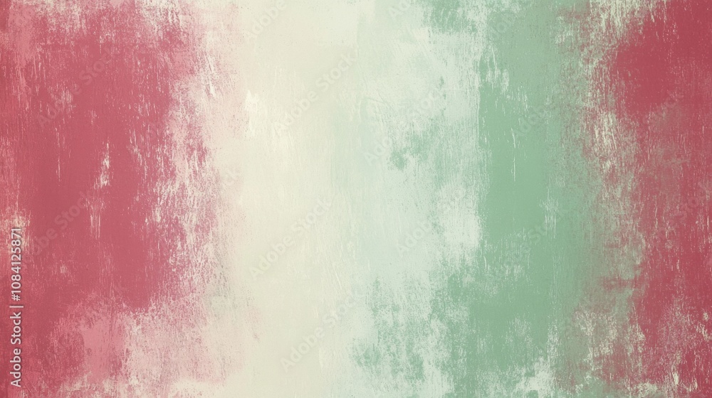 Poster red, beige, and green blend seamlessly in abstract grunge background, creating a vintage and texture
