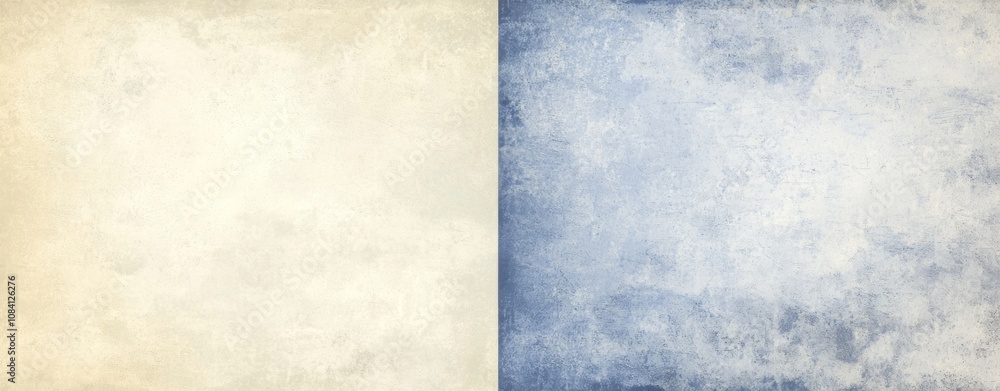 Poster two backgrounds, one beige and one blue, are displayed side by side, each featuring a subtle texture