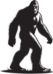 Fototapeta premium Giant Bigfoot Yeti silhouette vector illustration isolated on white background