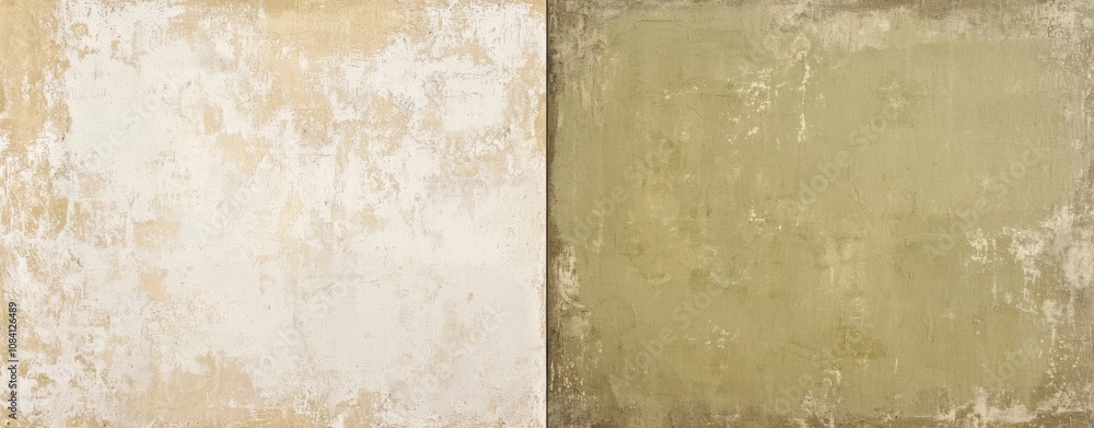 Poster two-tone textured background featuring a weathered wall with beige and green sections, creating an e