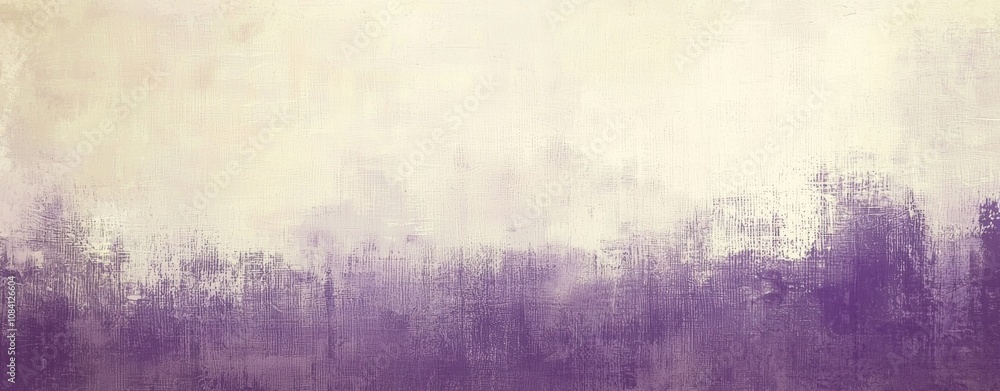 Poster purple and beige acrylic paint strokes blend together, creating a gradient effect on canvas, forming