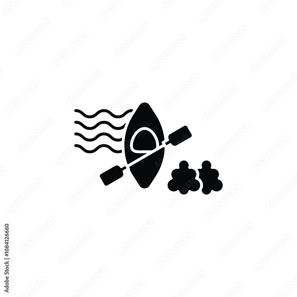 Poster kayaking icon or logo design isolated sign symbol vector illustration - high quality line style vect