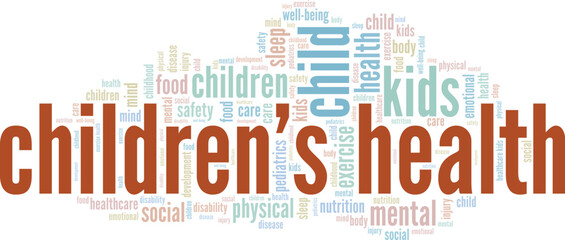 Obraz premium Children's Health word cloud conceptual design isolated on white background.