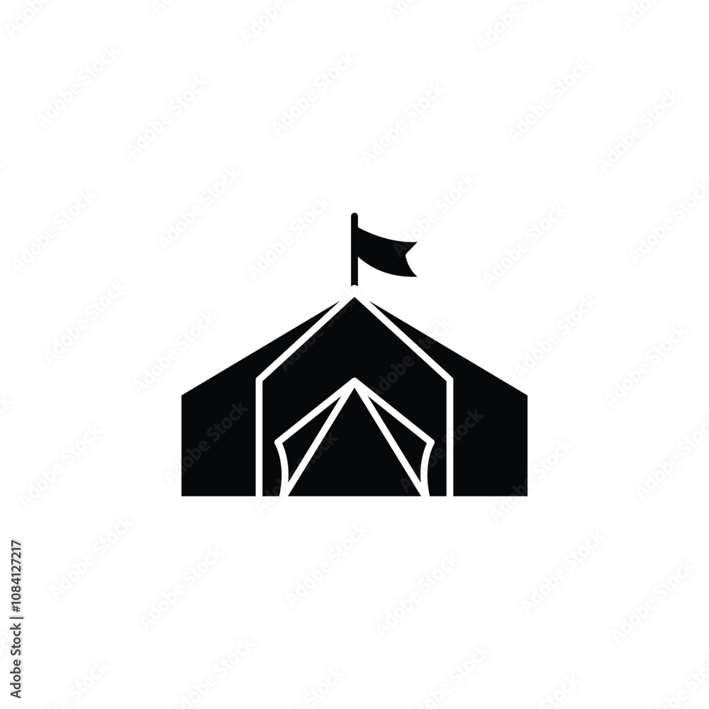 Poster glamping icon or logo design isolated sign symbol vector illustration - high quality line style vect
