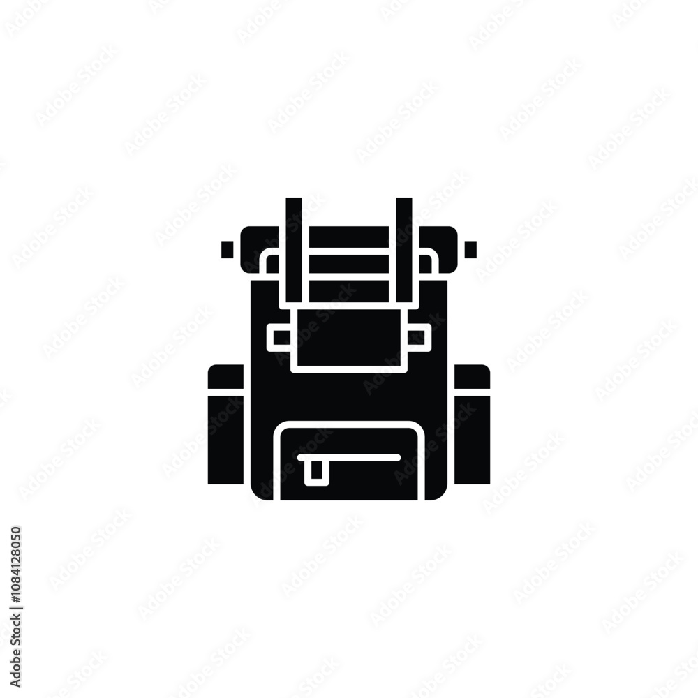 Poster backpacking icon or logo design isolated sign symbol vector illustration - high quality line style v
