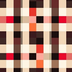 Fototapeta premium Abstract checkered pattern with red, orange, brown, and beige colors.
