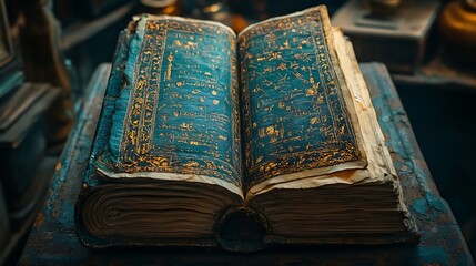 Obraz premium Exploring ancient texts library book photography dimly lit historical knowledge