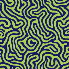 Fototapeta premium Abstract seamless pattern with blue lines on green background.