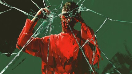 Vibrant Cartoon Style with Glass Isolation and Cracks