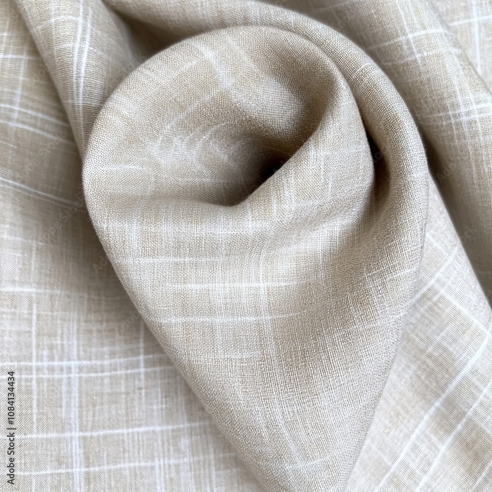 Poster close-up of beige linen fabric with a subtle white grid pattern.