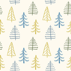 Obraz premium a cute children's pattern with a forest. minimalistic background with Scandinavian-style trees.