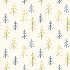 Obraz premium A pattern of trees with blue and gold branches