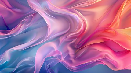 Obraz premium Wallpaper A colorful pastel toned silk fabric flowing in the air, creating a beautiful and elegant abstract background