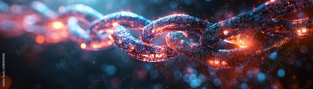 Poster exploring blockchain networks a visual journey through digital chains virtual space visuals technolo
