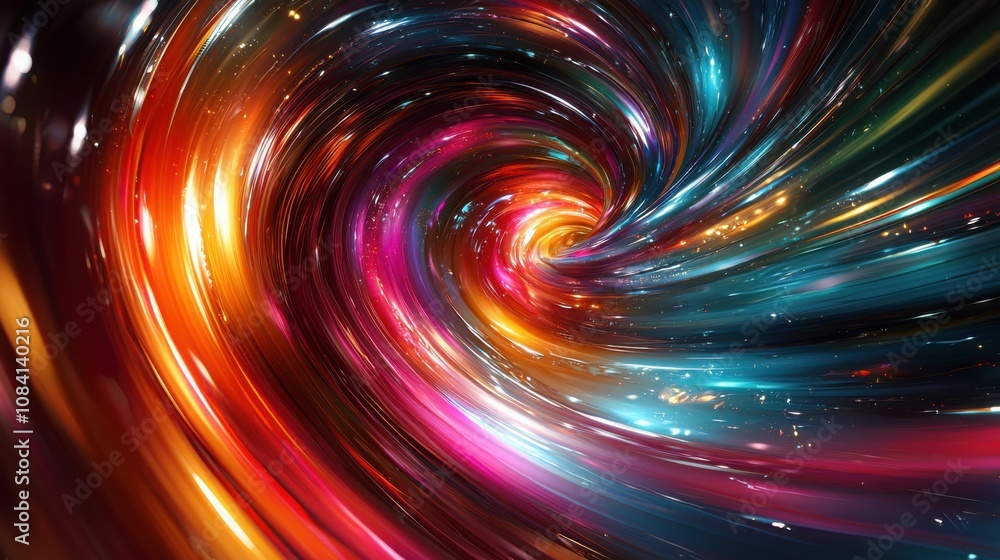 Poster swirling energy flow abstract composition digital art vibrant environment dynamic viewpoint motion c