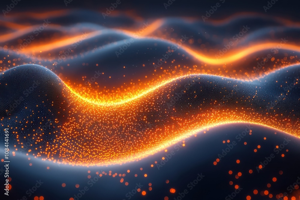 Poster visualizing digital motion abstract realm digital art virtual space close-up minimalist blue particl