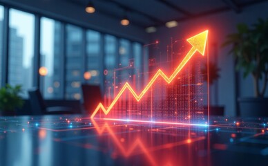 Upward Trending Financial Graph in Office background 