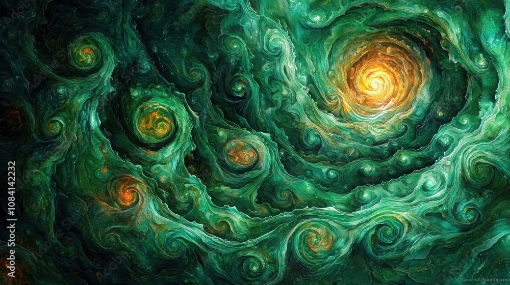 Poster exploring psychedelic dreamscape abstract patterns virtual realm digital art surreal environment cos