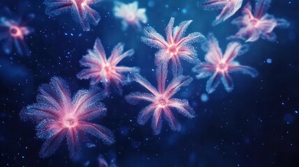 Fototapeta premium Stars of the fireworks are on a dark blue background