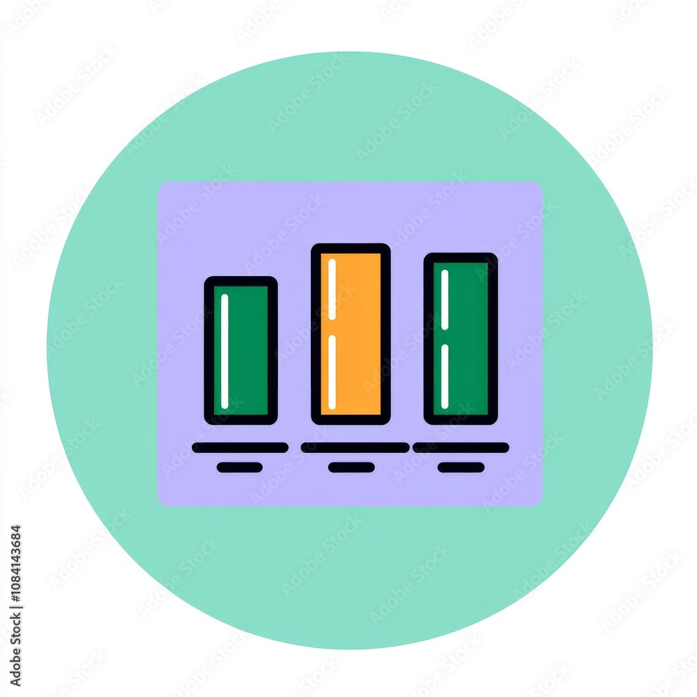 Poster a colorful bar chart icon, showing three bars in a green and yellow color scheme.