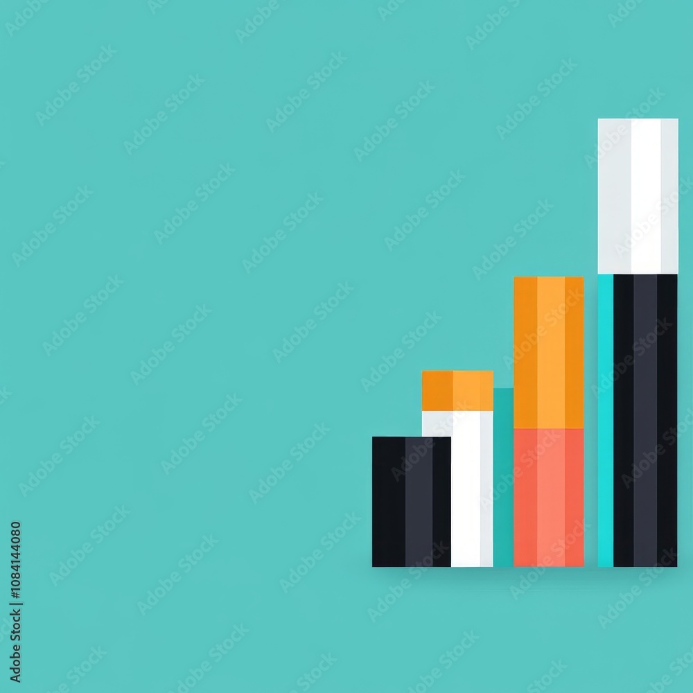 Poster a minimalistic bar chart with ascending bars showing growth.