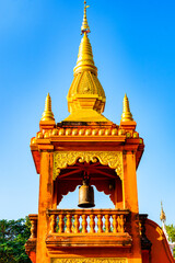 Colorful bell tower in Wat Phra That Doi Phra Chan a buddhist temple on the top of mountain in Lampang Province, Thailand.