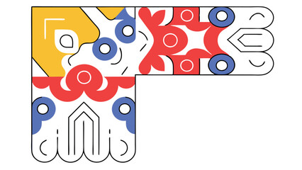 Obraz premium patterned corner with a minimalistic ornament in arabic style, vector illustration, isolated on a white background