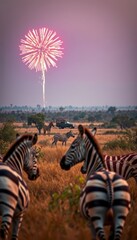 fireworks New watching Eve zebras Year's from reserve 2025 distance savannah wildlife monitoring systems advanced herd