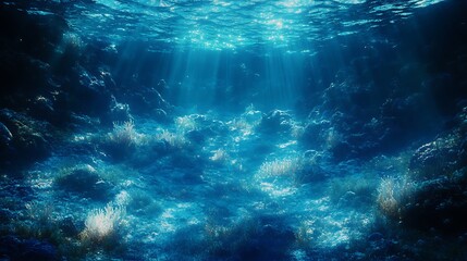 Fototapeta premium An underwater scene with the ocean floor, Beautiful under water background