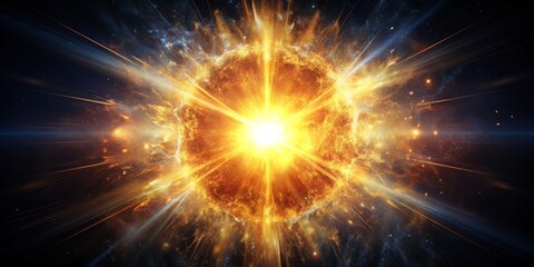 Fototapeta premium Cosmic Explosion A Digital Art Composition Depicting a Blazing Starbirth, Space, Star, Nebula