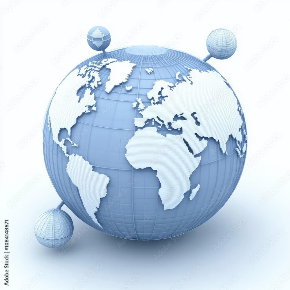 Aufkleber blue globe with connecting points representing global network.
