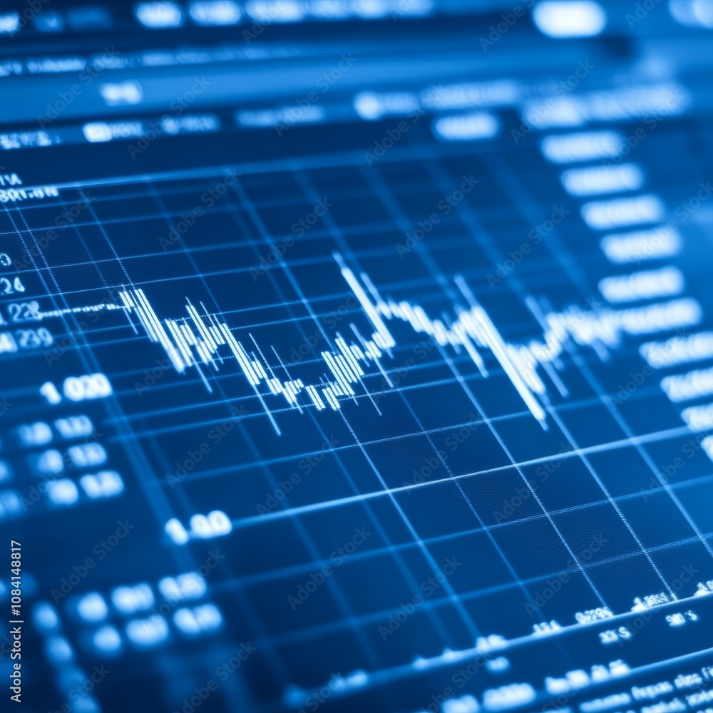 Poster close up of a stock market chart on a computer screen.