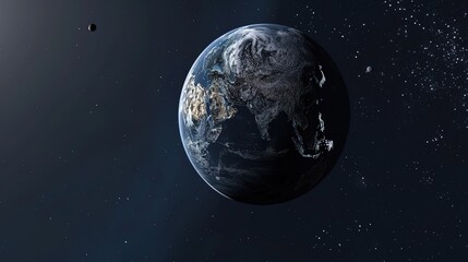 Obraz premium Planetary Background in the Deep Blue Universe - a stunning and cosmic visual. The deep blue hues and celestial elements create an awe-inspiring scene