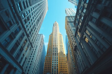 Fototapeta premium Cityscape Perspective Looking Up at Tall Buildings