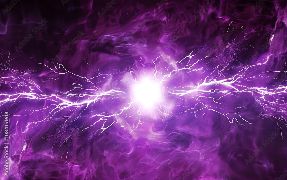 Poster purple lightning in the space, computer generated abstract background