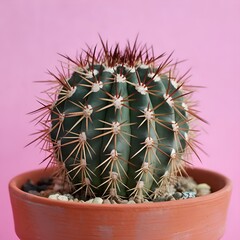 cactus isolated on pink background, generative ai