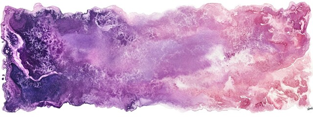 Watercolor purple and pink rectangular banner, isolated on a white background