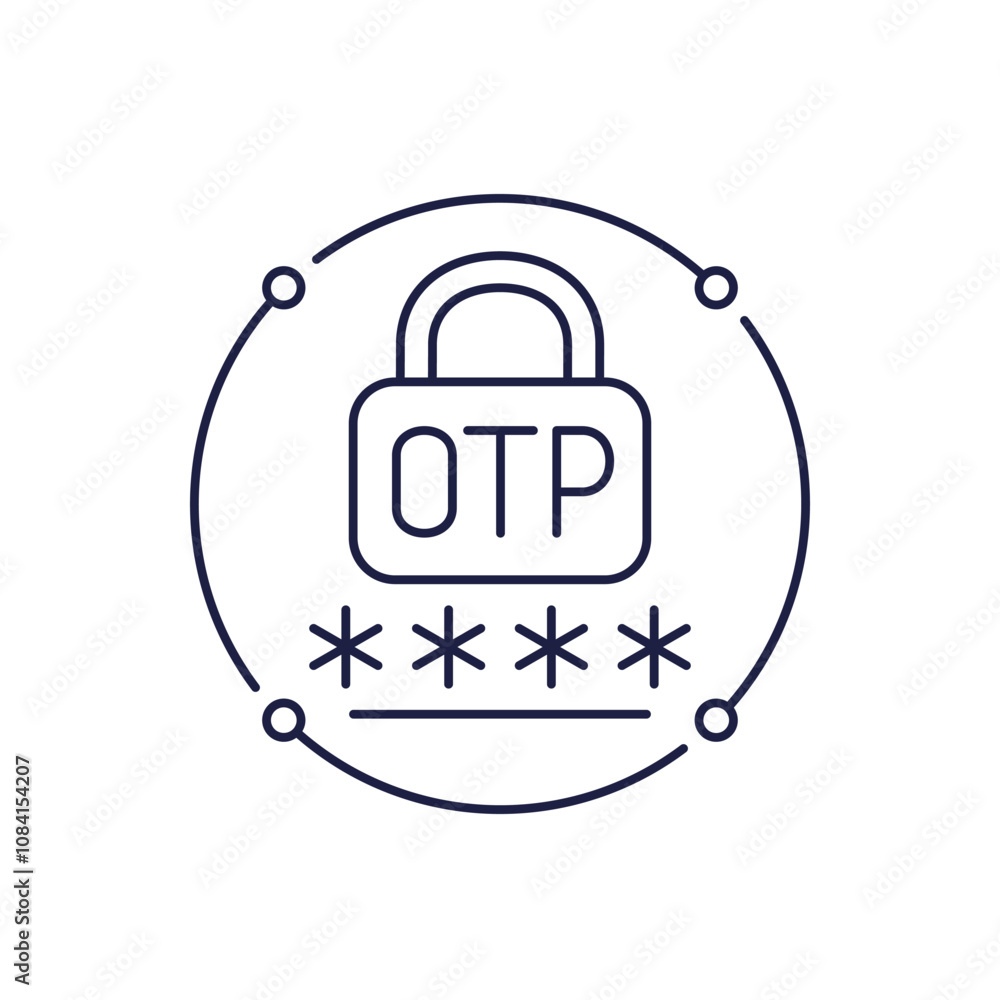 Poster otp verification line icon, one-time passcode